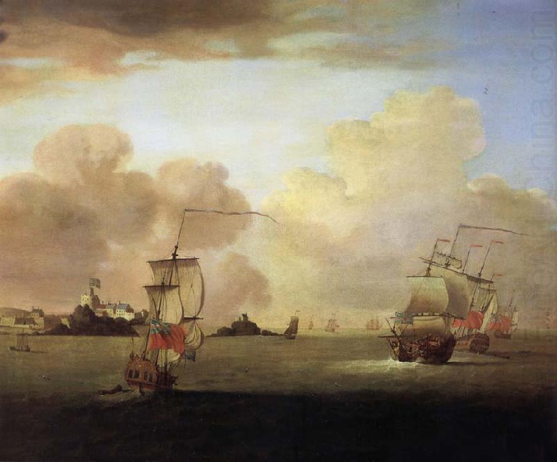 Monamy, Peter British men-o-war and a merchantman off Elizabeth Castle,Jersey china oil painting image